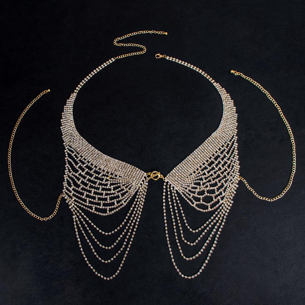Elegant Angel Wings Diamond Tassel Body Chain for Women