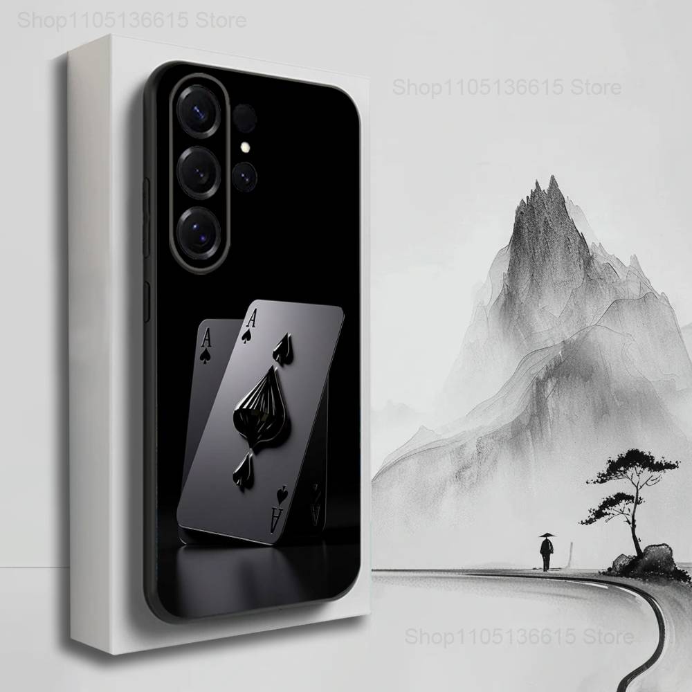 Poker Dream Ace Phone For Samsung S22,S25,S24,S23,Ultra,FE,Plus,S21,S20,S10,S9,Lite,Soft Silicone Black