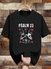 Psalm 23 Graphic T-shirt - 100% Cotton Casual Crew Neck Tee with Sword-Wielding Warrior Design