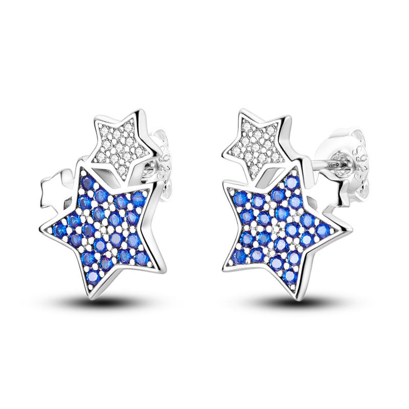 Cute Unicorn Stud Earrings Silver Plated for Little Girl Crystal Cat Mouse Elephant Heart Star Earring Gift Jewelry