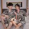 Couple Pajamas Summer Cardigan Short-sleeved Shorts Two-piece Set Girls Cartoon Casual Can Wear Loungewear Men
