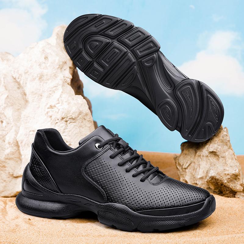 Mode Äkta Läder Herrskor Bekväma Fritidsskor för Män Höst Enfärgade Herr Sneakers Halkfria Sportskor Vandringsskor