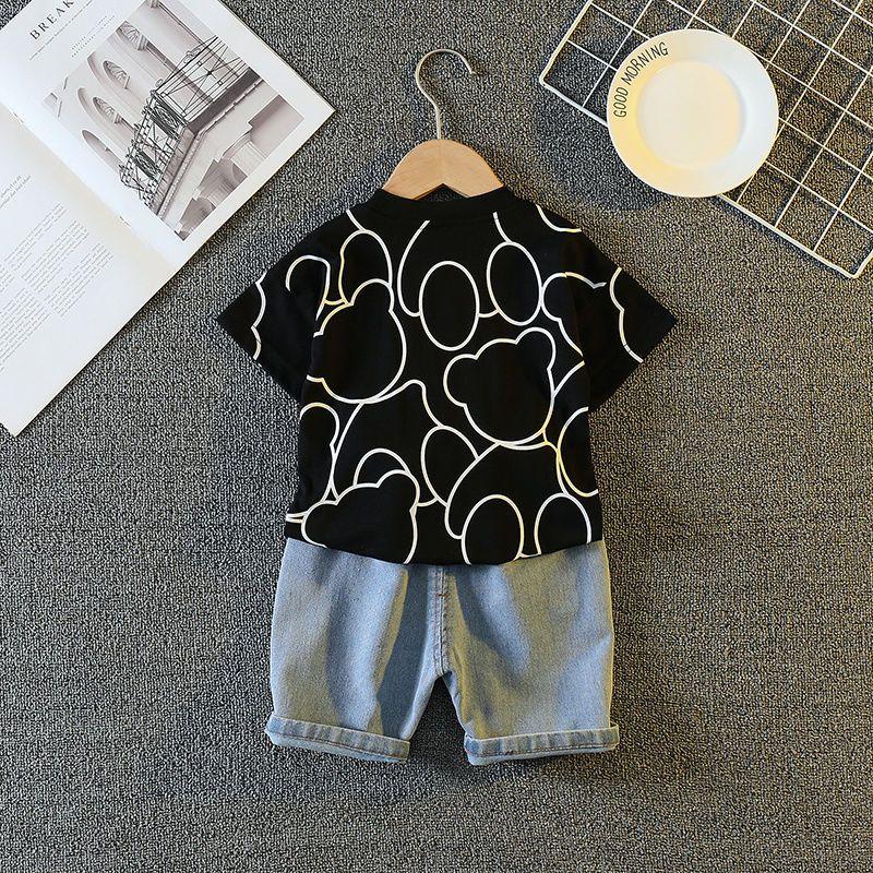 Boys' Summer Outfit Set Stylish Baby Summer Outfit Korean Short Sleeved Two-piece Set Trendy