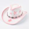 New Roll Up Brim Western Style Cowgirl Hat Vintage Gentleman Lady Felt Jazz Hats Pink Women Girls Birthday Party Cowboy Hat
