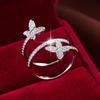 Stylish Butterfly Wrap Copper Ring: Adjustable, Full Diamond Design for Women