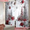 2D Flat Printing 2pcs Popular Christmas Curtains Christmas Red and Silver Digital Printed Polyester Drapes Holiday Decorations