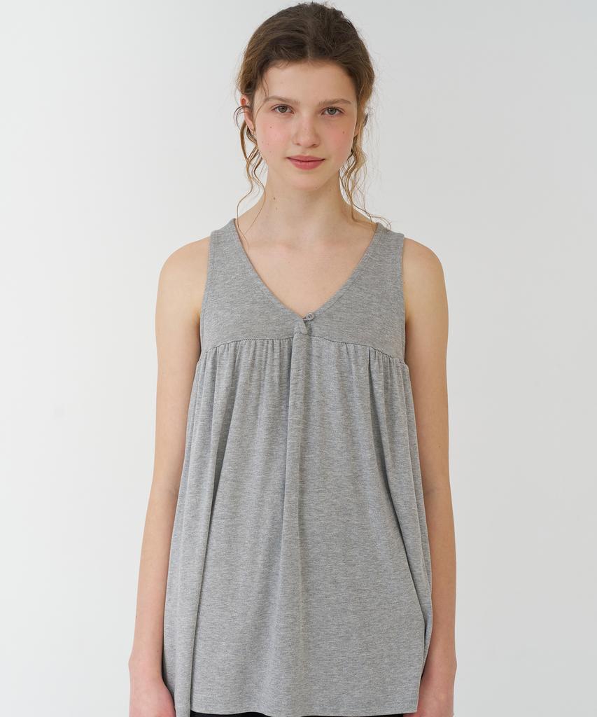 PESTO Shirred Sleeveless Top Moon
