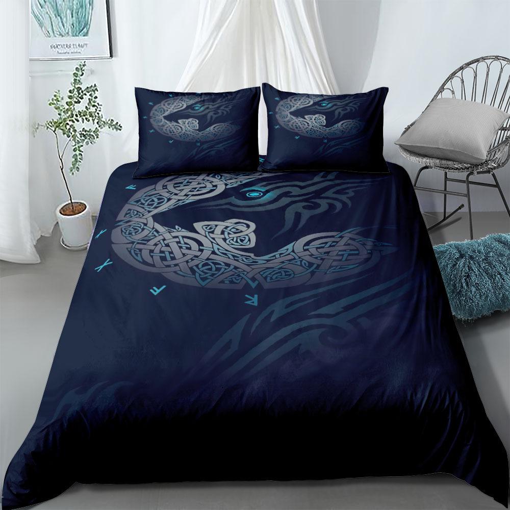Ensemble Housse de Couette Viking Celtique Culture Scandinave Yggdrasil Fenrir Ensemble de Literie Mythologie Ancienne Religion Housse de Couette King Full