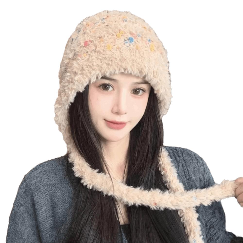 Schnürung Wintermütze Warmer Ohrenschützer Strickmütze Mode Lei Feng Mütze für Damen