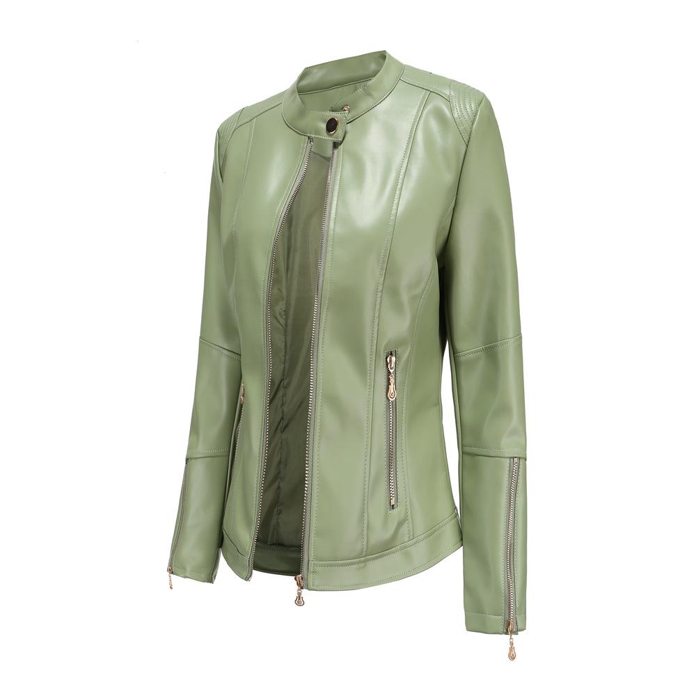 Fashionable Short Leather Jacket for Women, Suitable for Spring and Autumn.