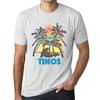 Men’s Vintage Tee Shirt Graphic T Shirt Summer Triangle Tinos Vintage White