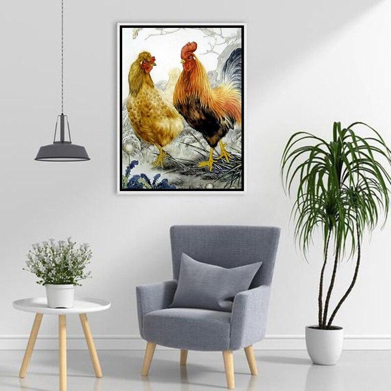 Volle quadratische Runde Diamant Malerei Hahn Henne Huhn Diamant Stickerei Kreuzstich Mosaik Bild Strass Home Decor Geschenk