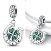 925 Silver Charms Horse Horseshoe Carrousel Earring Beads Pendant Bracelets Necklaces Womens DIY Jewelry Gift