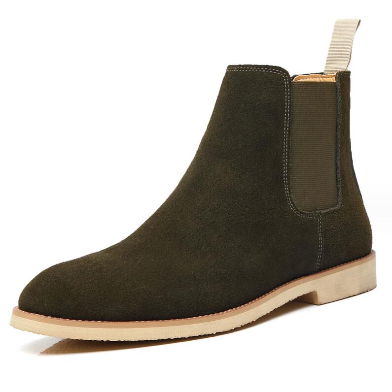 Botas Chelsea clásicas retro de cuero genuino para hombre, botines de moda para hombre, botas cortas informales de estilo británico, zapatos de caña alta