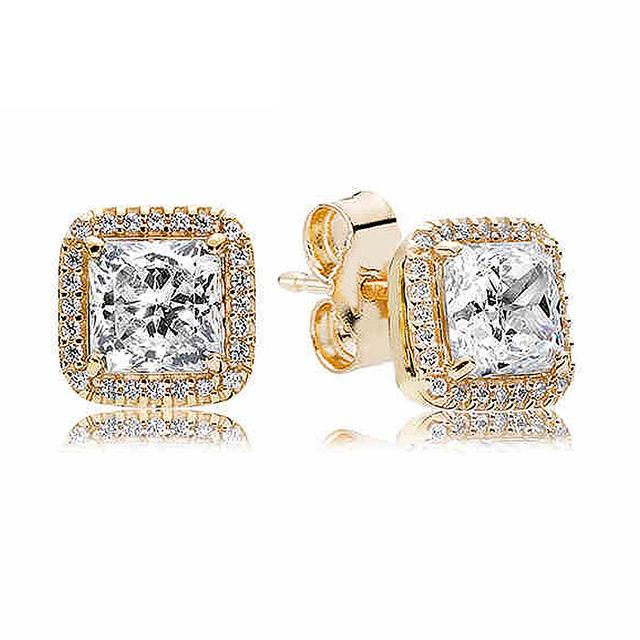 New 925 Sterling Silver Fashion Earring Rose Classic Timeless Elegance Luminous Earring With Crystal For Women Jewelry Gift