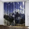 Rideaux 3D Paysage de Lac et Montagne enneigée Traitement Ski 2 Panneaux Chambre Salon Cuisine Balcon Décoration de Fenêtre Rideaux