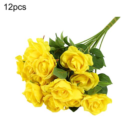 Artificial Rose Flower Realistic Long Stem Faux Silk Rose Bouquet for Valentine's Day Home Wedding Party Centerpiece Flower Arrangement