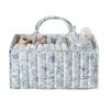 Blumenmuster Stepp Windeltaschen Stoff Aufbewahrungskorb Blumenmuster Baby Windel Organizer mit Griffen und herausnehmbaren Trennwänden für Kinderzimmer Auto Schlafzimmer Aufbewahrung
