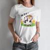 Adorable Women's Short Sleeve T Shirt“MOO~” Cheerful Cow Print for a Lighthearted Summer Style