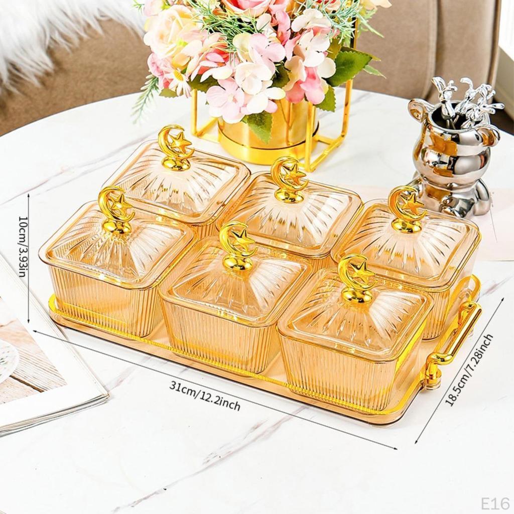 Divided Serving Bowl, Appetizer Plate, Multi-purpose Candy And Nuts Bowl with Lid, Dry Fruit Tray