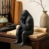 Thoughtful Gift for Men 3D Printed Thinking Gorilla Figurine, Mini Thinker Statue, Trendy Niche Room Ornaments Modern Minimalist Sitting Sculpture