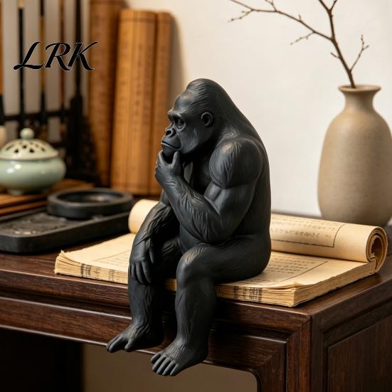 Thoughtful Gift for Men 3D Printed Thinking Gorilla Figurine, Mini Thinker Statue, Trendy Niche Room Ornaments Modern Minimalist Sitting Sculpture
