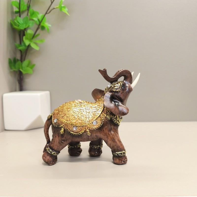 Figurine d'Éléphant en Résine Ornement Décoratif Artisanat Fait Main Présentoir pour Bureau à Domicile Bureau Cadeau