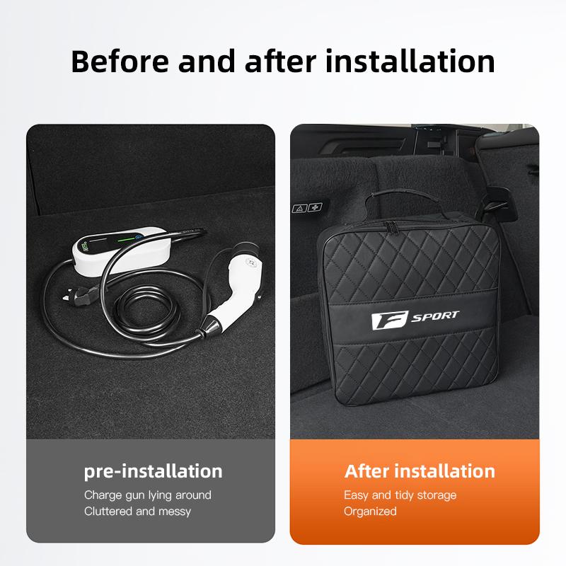 Car Interior Storage Box Charging Gun Leather Bag Accessories For Lexus LS LC RZ IS350 ES300 GS350 CT200h GX460 LX570 RX500h