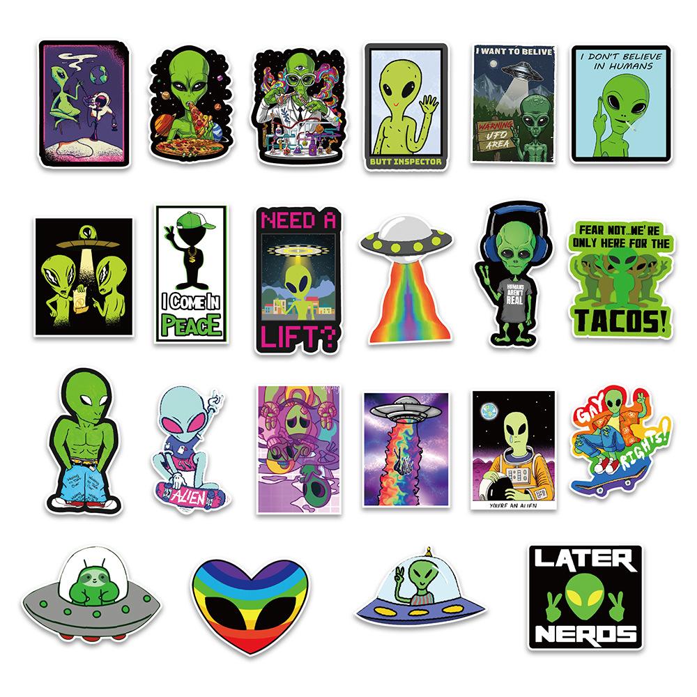 50 Alien Graffiti Stickers Mobile Phone Computer Water Cup Notebook Decoration Waterproof Creative Creative Stickers