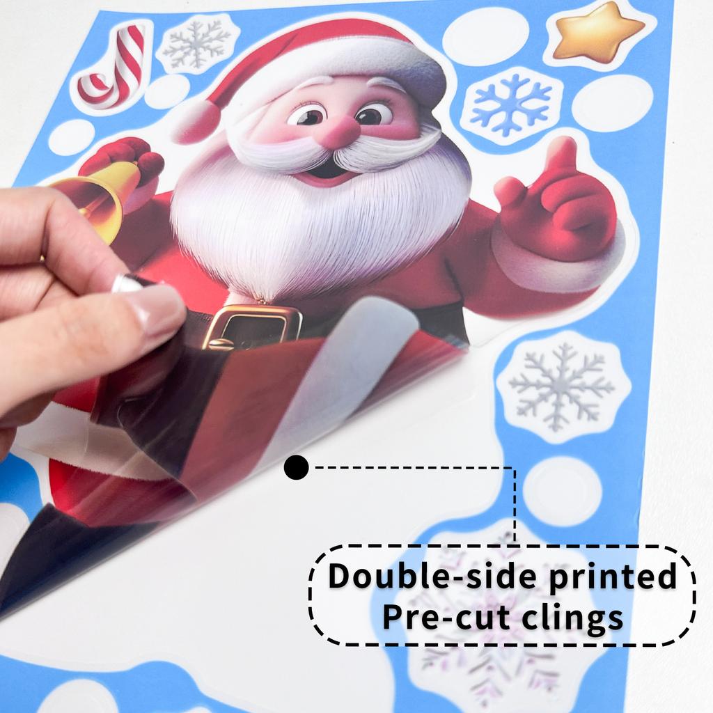 2Pc Christmas Ornaments Gingerbread Man Snowman Snowflake Glass Stickers Christmas Party Decorations Santa Claus Static Stickers