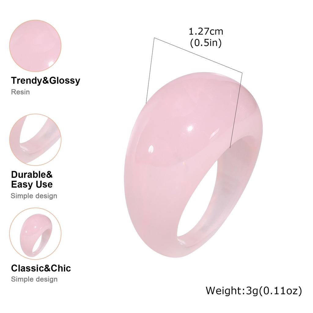 Anillos de Resina, Anillo de Dedo Nudillo Ancho Grueso Cúpula Apilable para Mujeres, Joyería Vintage Acrílico Transparente Retro