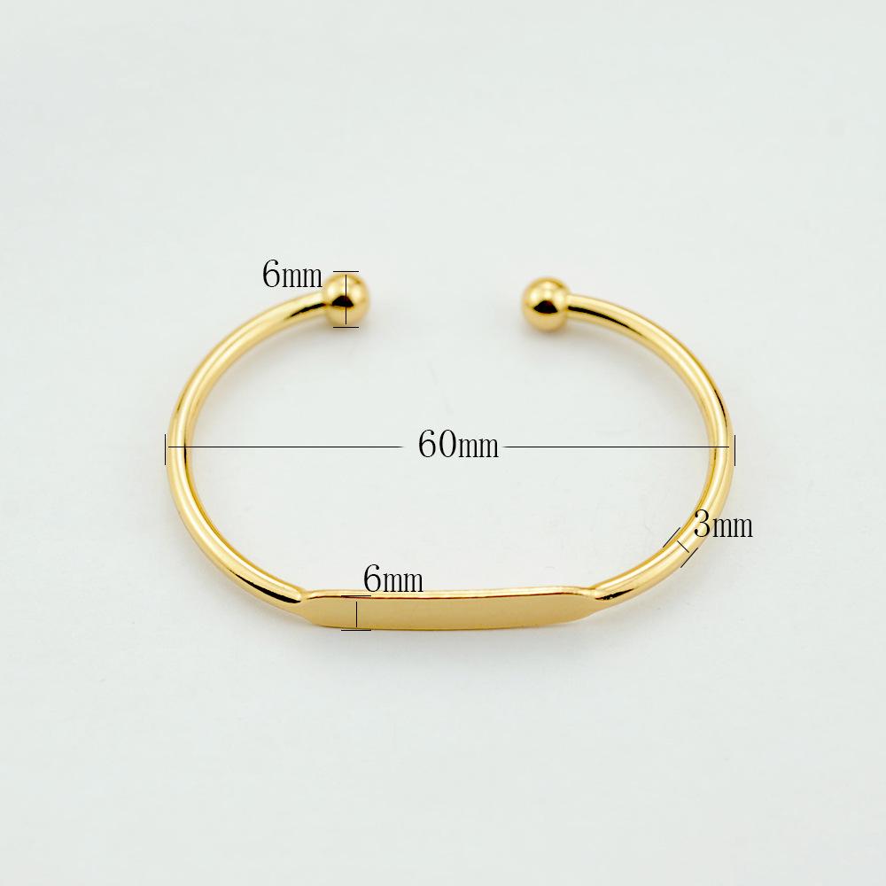 Minimalist Yellow Polished Brass C-Shape Open Bangle Bracelet for Women