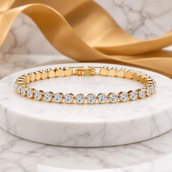 Women Bracelet, Sparkling Cubic Zirconia Inlaid Bracelet with Claw-Setting Technology, Adjustable Chain Wristband for Jewelry Gift