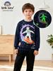 Leuchtender Astronauten-Print Jungen Rundhals-Sweatshirt - Herbstkollektion