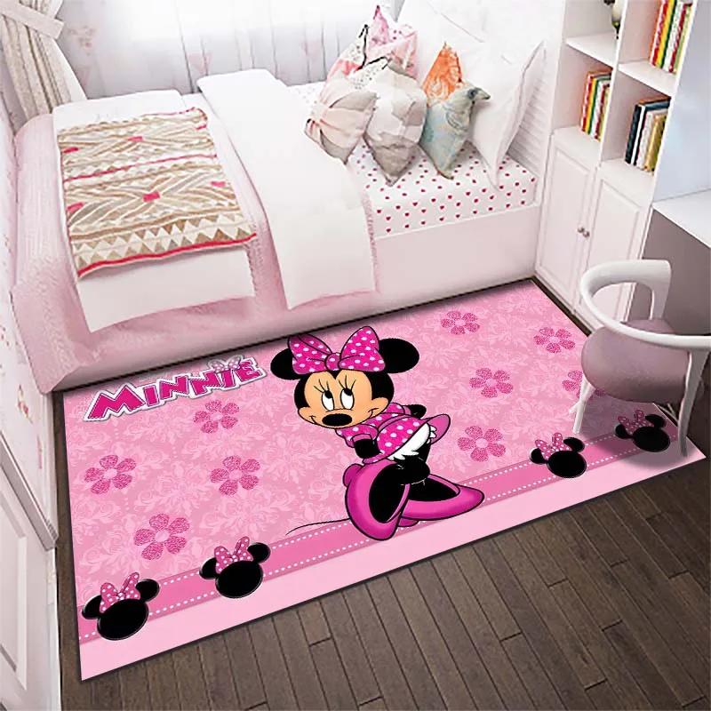 Various Sizes and Styles Minnie Mouse Print Cartoon Carpet Bedroom Living Room Mat Sofa Balcony Garden Large Area Decor Rug Gift
