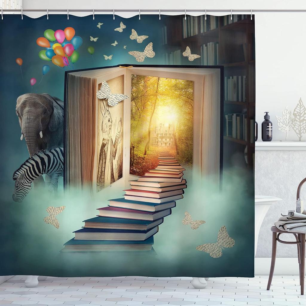 Floral Plant Theme Vintage Shower Curtain Vine Green Leafy Peacock Fabric Bathroom Decorative Shower Curtain With Hook