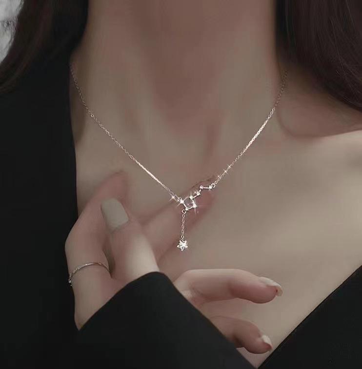 S925 Sterling Silver Big Dipper Necklace for Women - 2024 Light Luxury Clavicle Chain with Niche Design