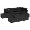 7 Piece Garden Sofa Set with Cushions Black Poly Rattan