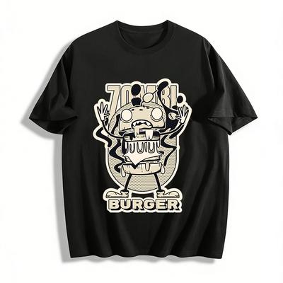 Zombie Burger Graphic Tee Street Style Loose Casual Unisex Short Sleeve Trendy Top Pure Cotton T-shirt