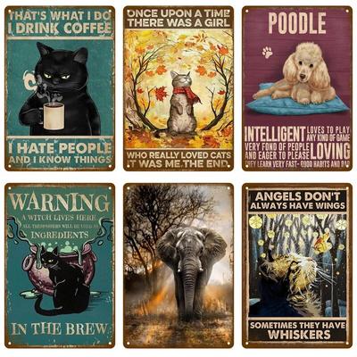 Affiche rétro en métal de chat noir, Plaque de chat drôle en étain, Vintage, décoration de maison, Art mural, animalerie, jardin, chien, Bar