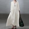 Women's Fashion Spring Autumn Solid Color Print Long Sleeve V-Neck High Waist Casual Dresses