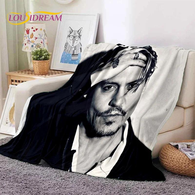 Couvertures Douces HD Étoile Johnny Depp Impression 3D, Couverture Jetée pour Garder au Chaud Couverture Confortable pour Pique-nique Lits Canapé Maison Chambre à Coucher Cadeau