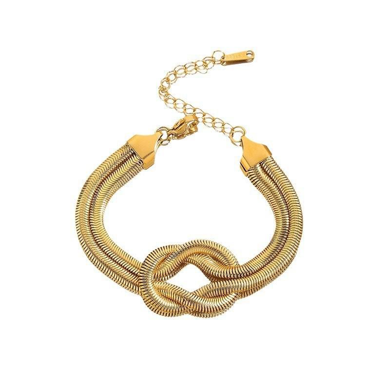 European-American Fashion Three-Layer Flat Snake Chain Layered Necklace for Women - Metal Cross Clavicle Chain