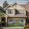 2D Colorful Wildflower Garden Garage Door Mural Summer Decor Background