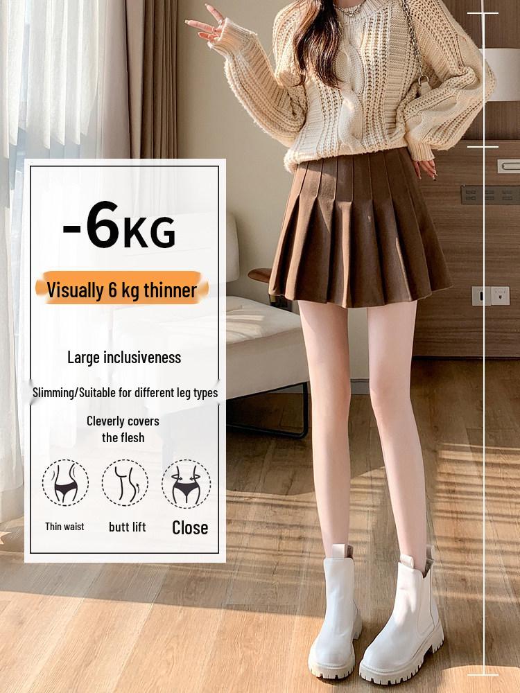 Maillard Coffee Wool Pleated A-line Skirt - 2026 Autumn/Winter High-Waist Khaki Short Skirt