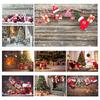 Christmas Wood Board Backgrounds for Photographs Plank Pine Branch Gifts Xmas Bells Winter Snow Family Party Photocall Backdrops