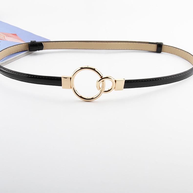 Simple Solid Color Ring Buckle Decoration Women Slim Waist Belt For Formal Office Attire