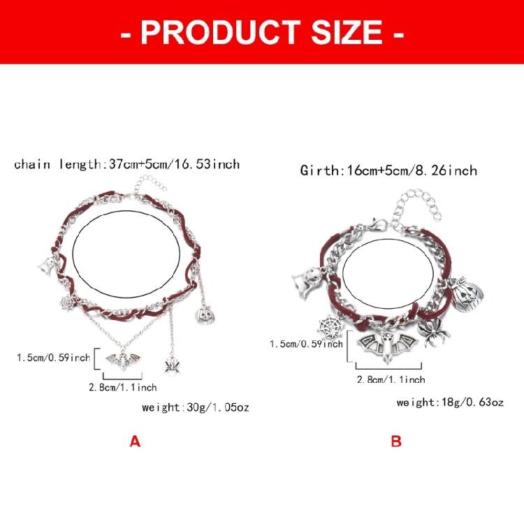 Adjustable Halloween Necklace Bracelet with Specter Bat Pumpkin Spiders Charm Alloy Jewelry Suitable for Various Occasion