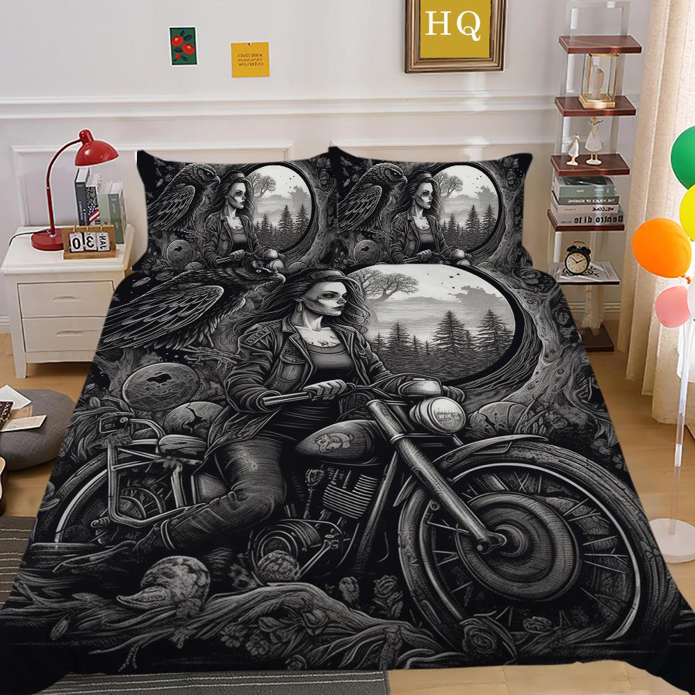 Beauty Skull Printed Home Textiles Twin Full Size Polyester Bed Clothes Teens Highend Soft Comforter Cover Sets