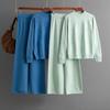 Half High Neck Sweater Love Fashion Set Women's Solid Color Casual Pants Wide Leg Pants Two-piece Set